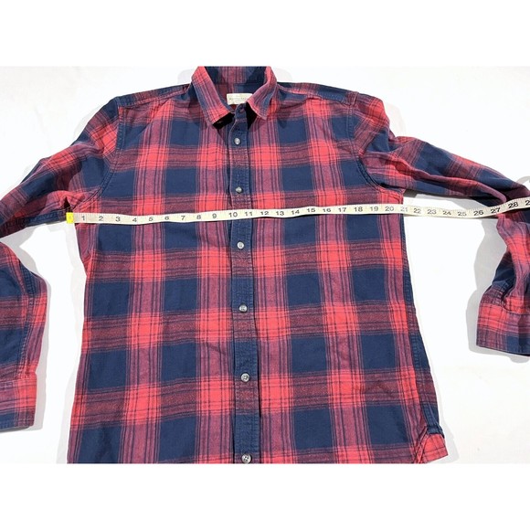 Marine Layer Red and Blue Plaid Casual Button Down Shirt - Picture 3 of 7